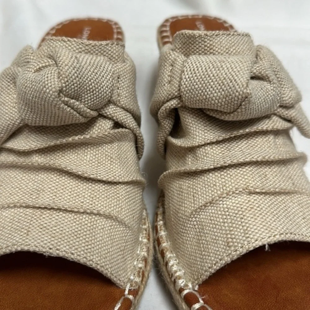 LONDON FOG Womens Heidi Espadrille Wedge Sandals sz 10M‎ Knotty Bow tan (1492)
